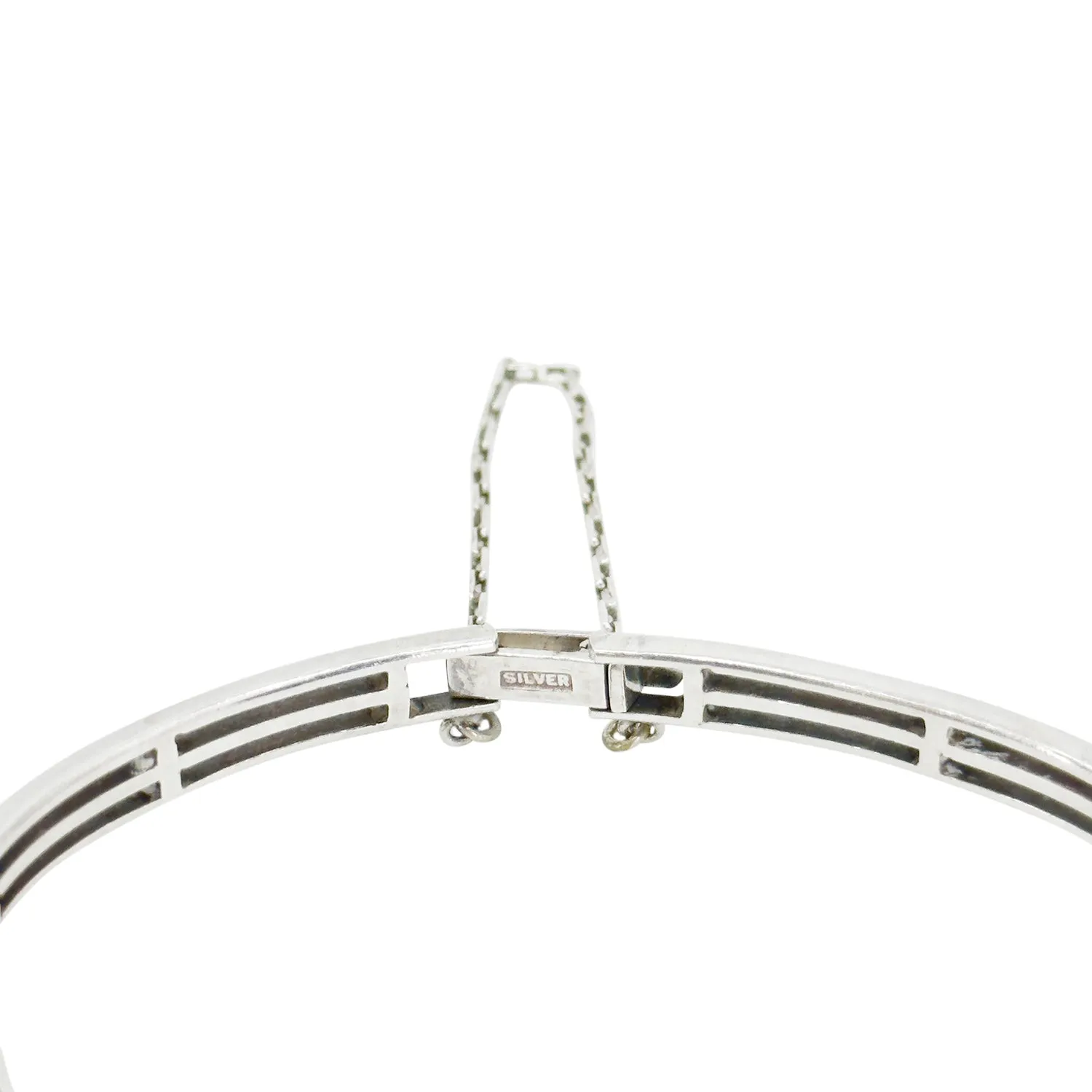 Nephrite Jade Art Deco Engraved Japanese Cultured Akoya Pearl Modernist Pendant Necklace Bracelet Set- Sterling Silver 16 Inch