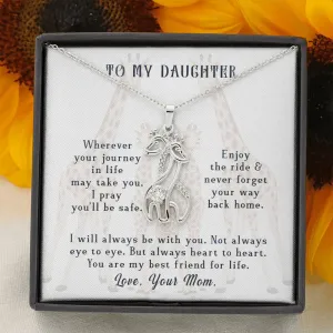 Never forget your way back home-Giraffe Necklace for Daughter, From Mom
