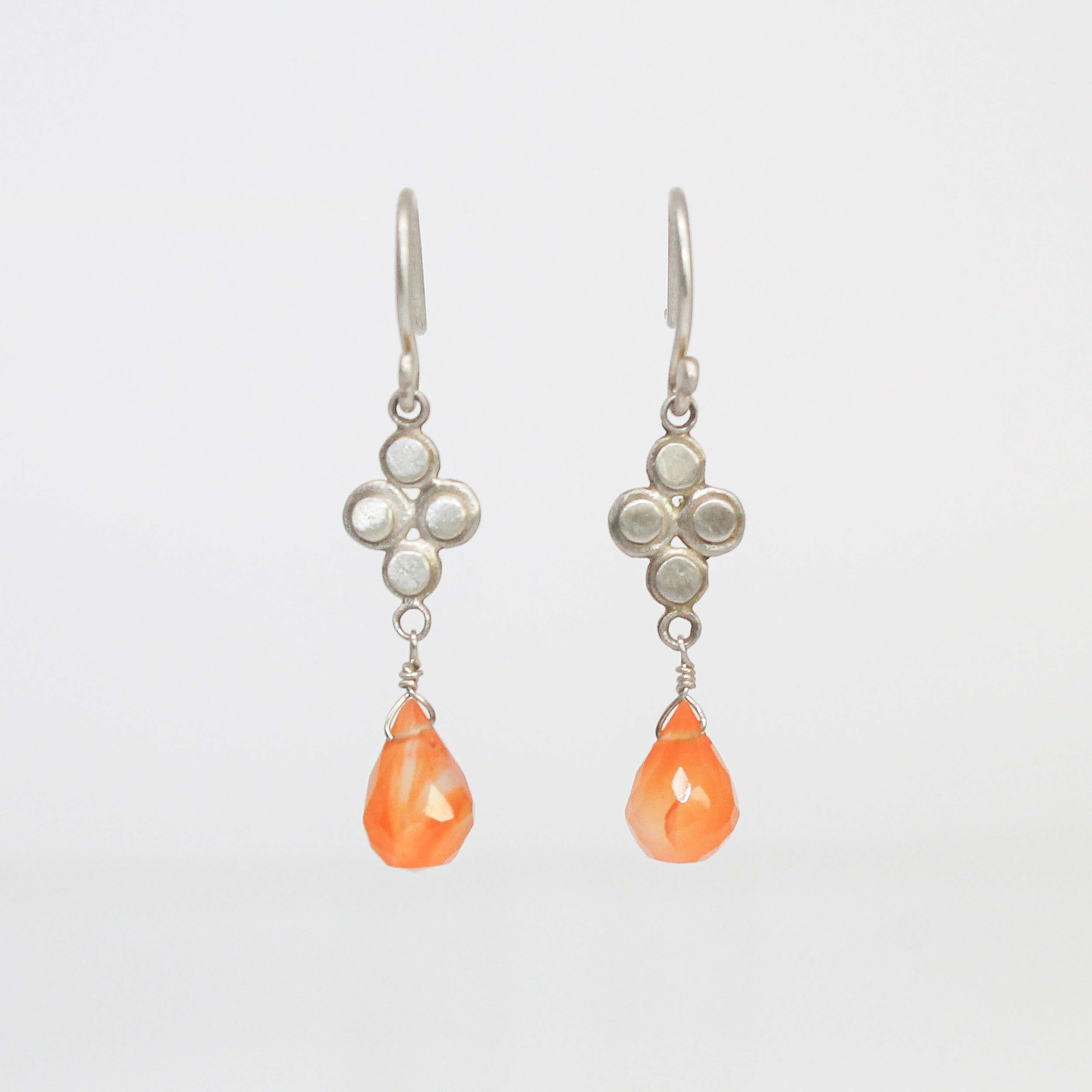 NEW! Sterling Silver Raised Disk Earrings with Carnelian by Ananda Khalsa