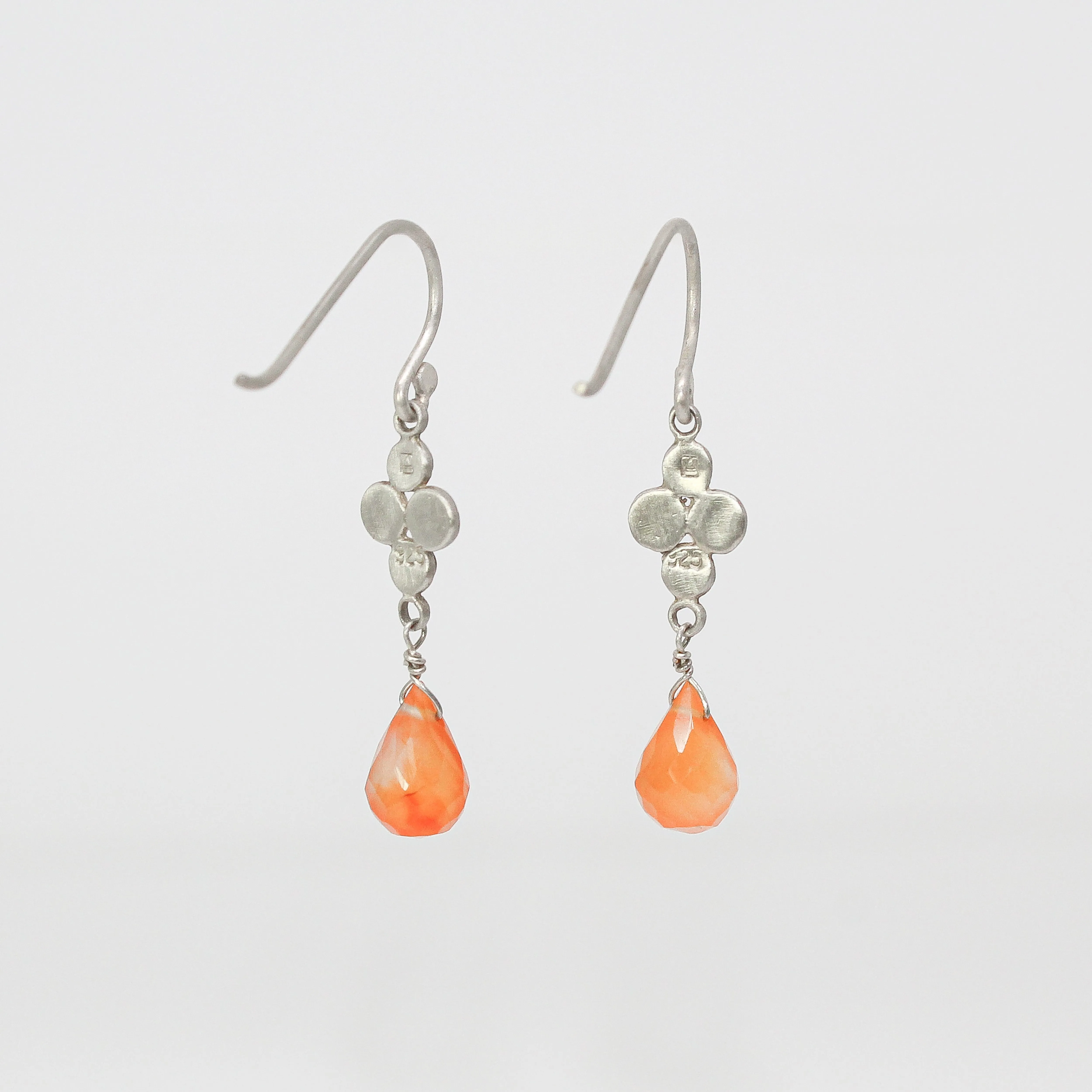 NEW! Sterling Silver Raised Disk Earrings with Carnelian by Ananda Khalsa