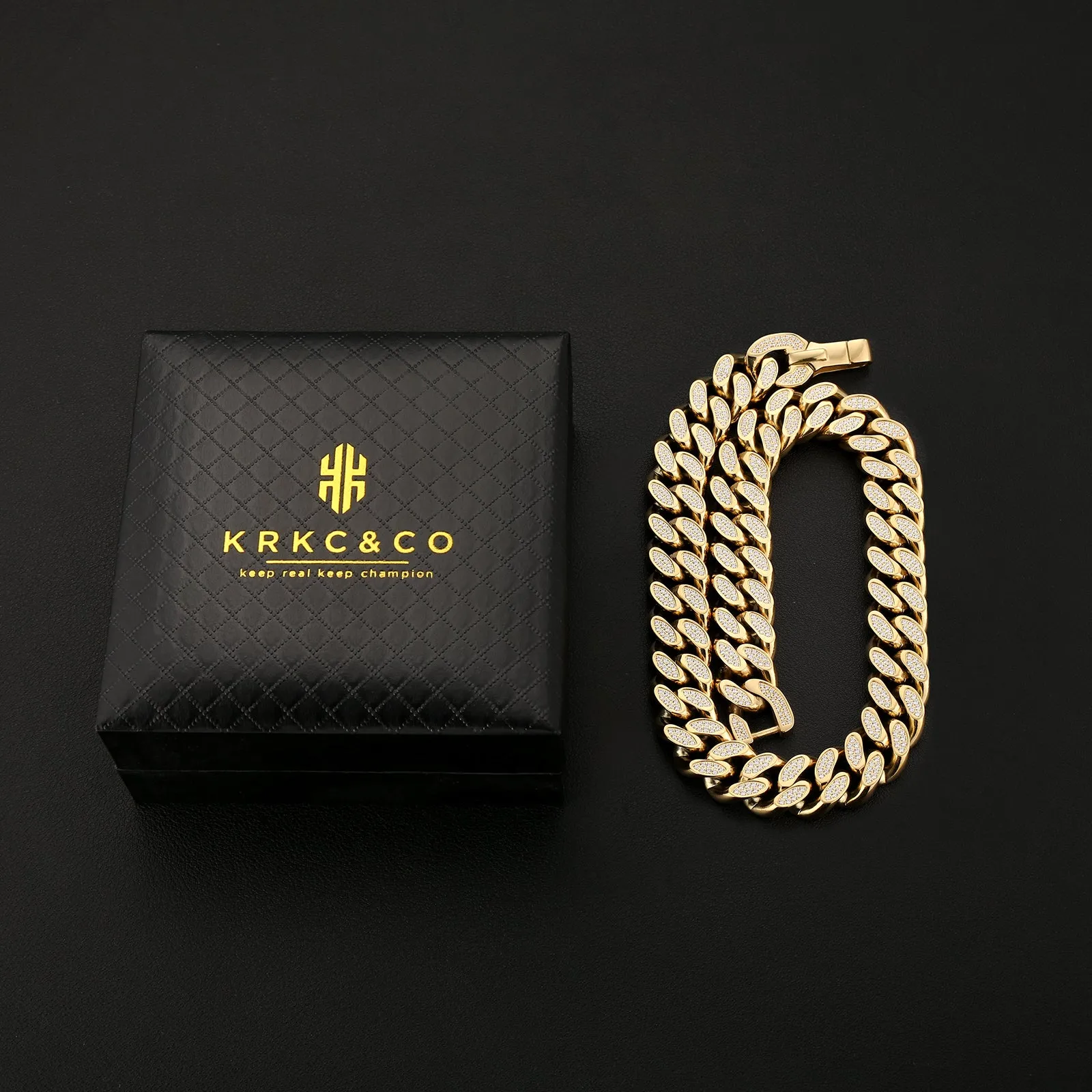 【NEW】18mm Iced Out Diamond Cuban Link Chain KRKC