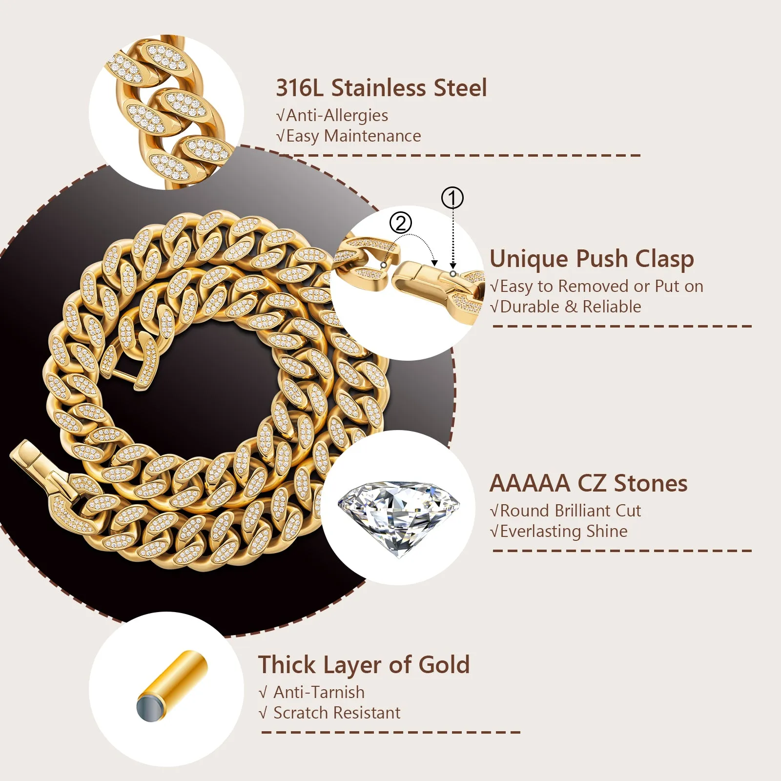 【NEW】18mm Iced Out Diamond Cuban Link Chain KRKC