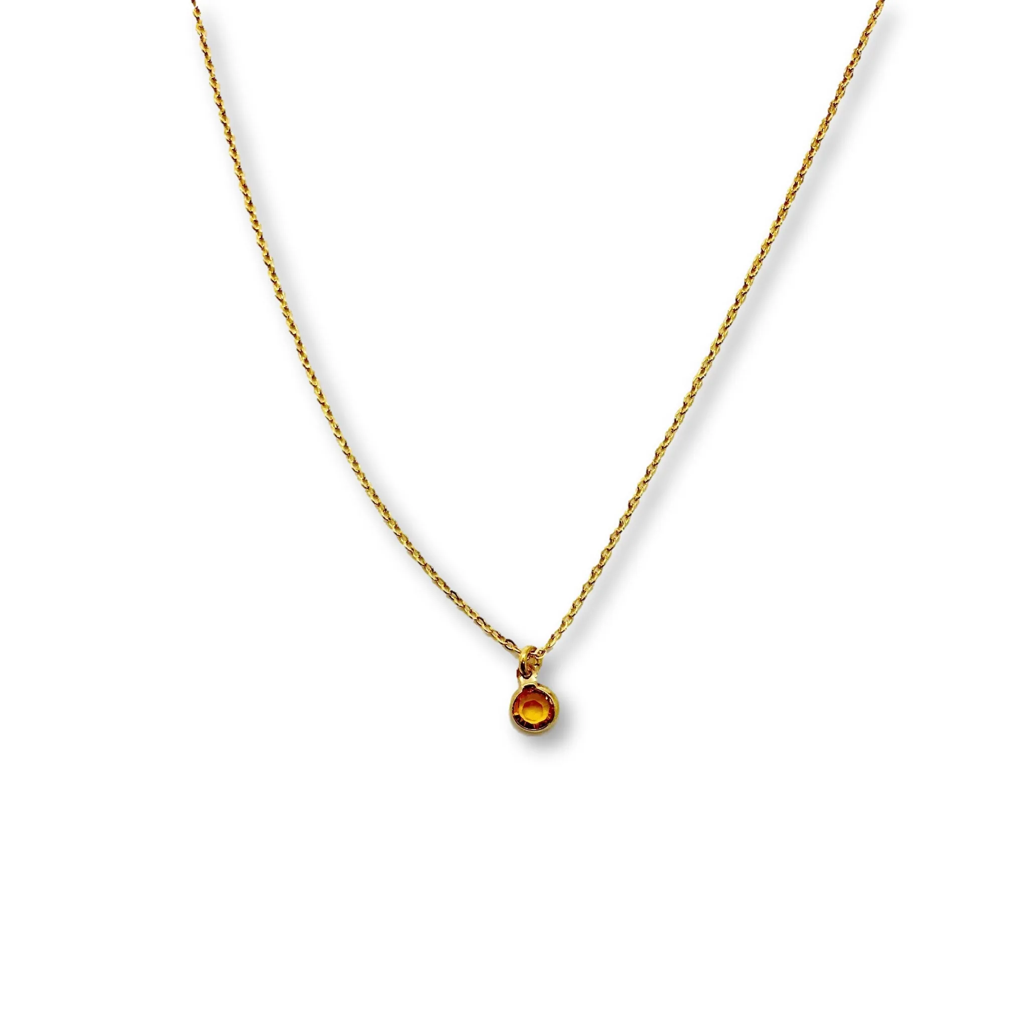 November Topaz Crystal Birthstone 14K Gold Necklace