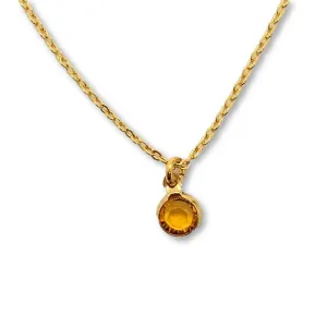 November Topaz Crystal Birthstone 14K Gold Necklace