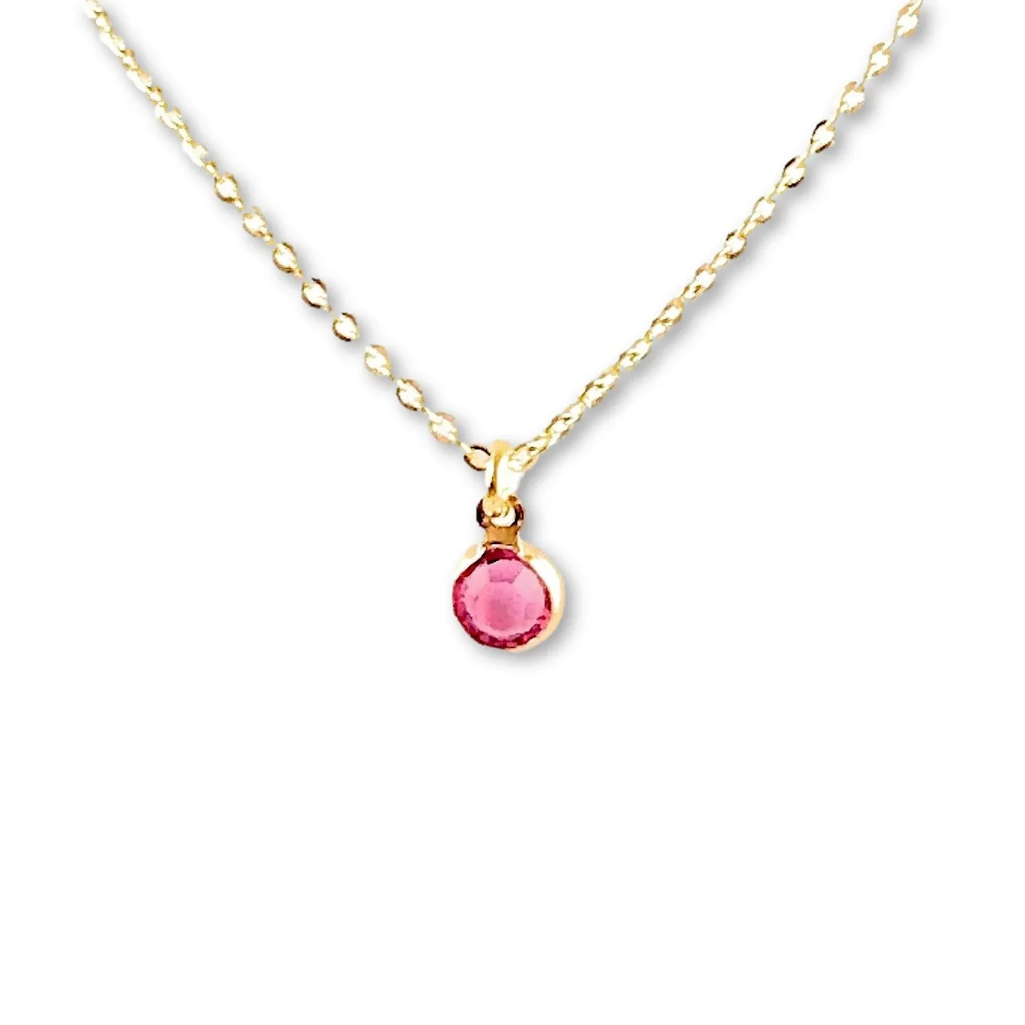 October Pink Crystal Birthstone 14K Gold Necklace