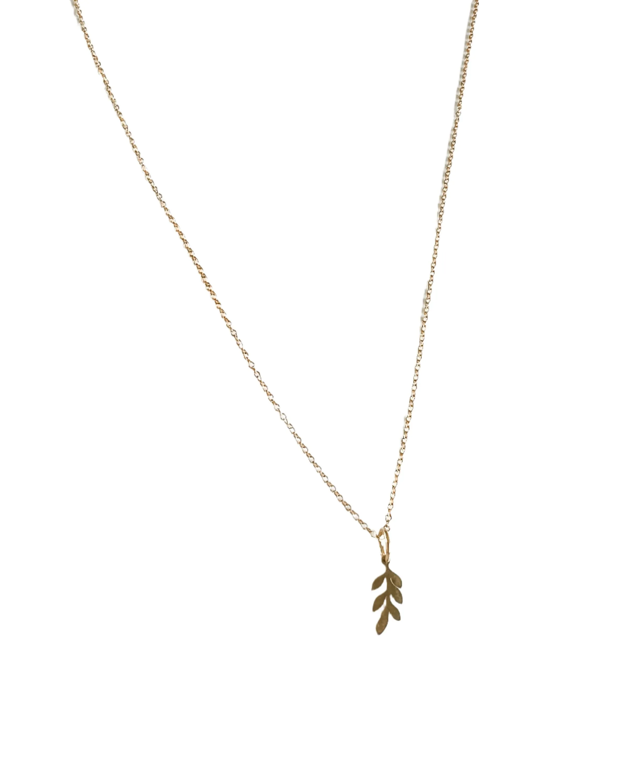 Olive leaf charm necklace
