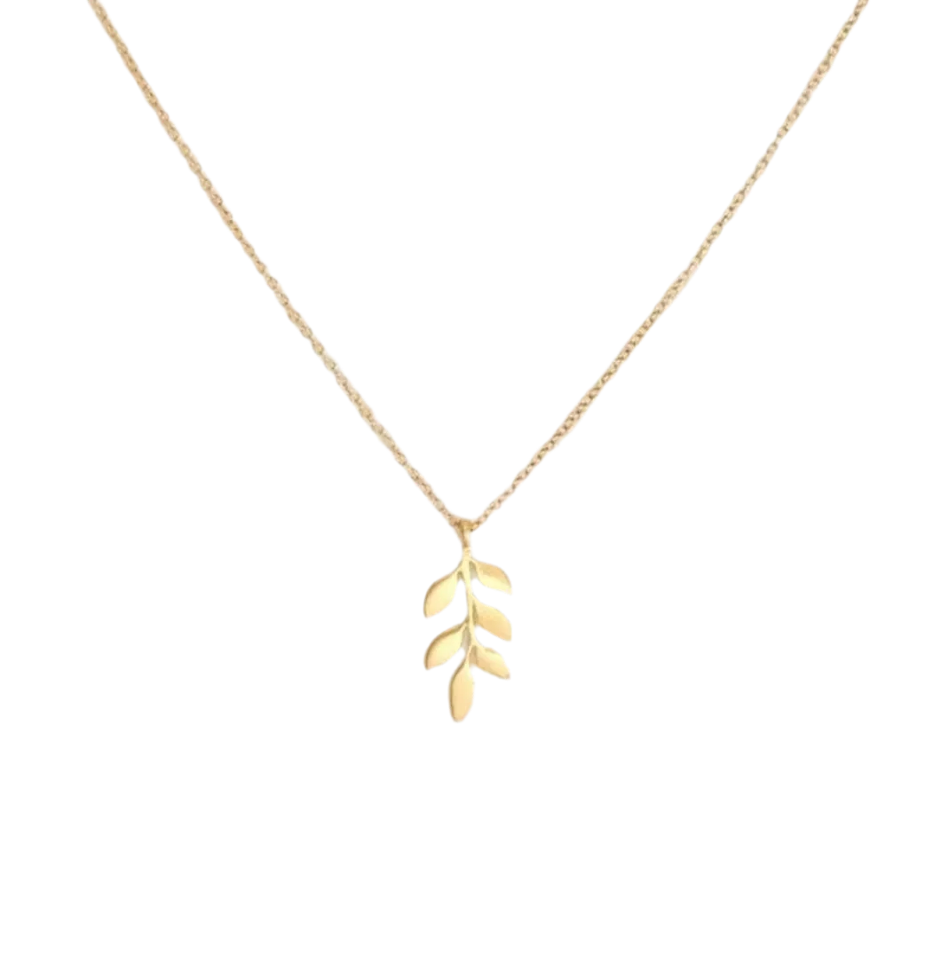 Olive leaf charm necklace