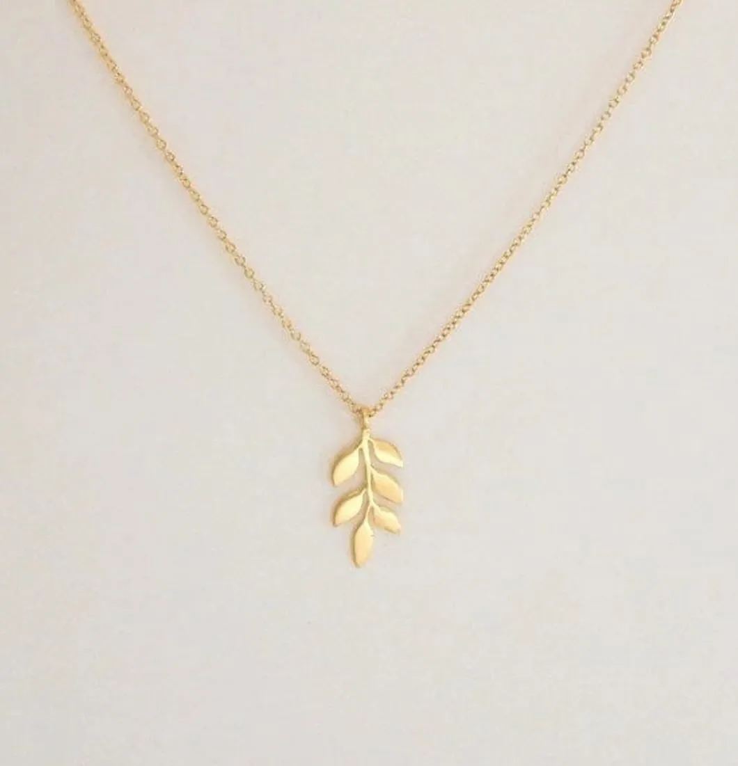 Olive leaf charm necklace