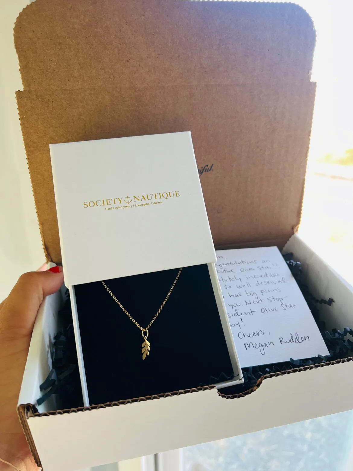Olive leaf charm necklace