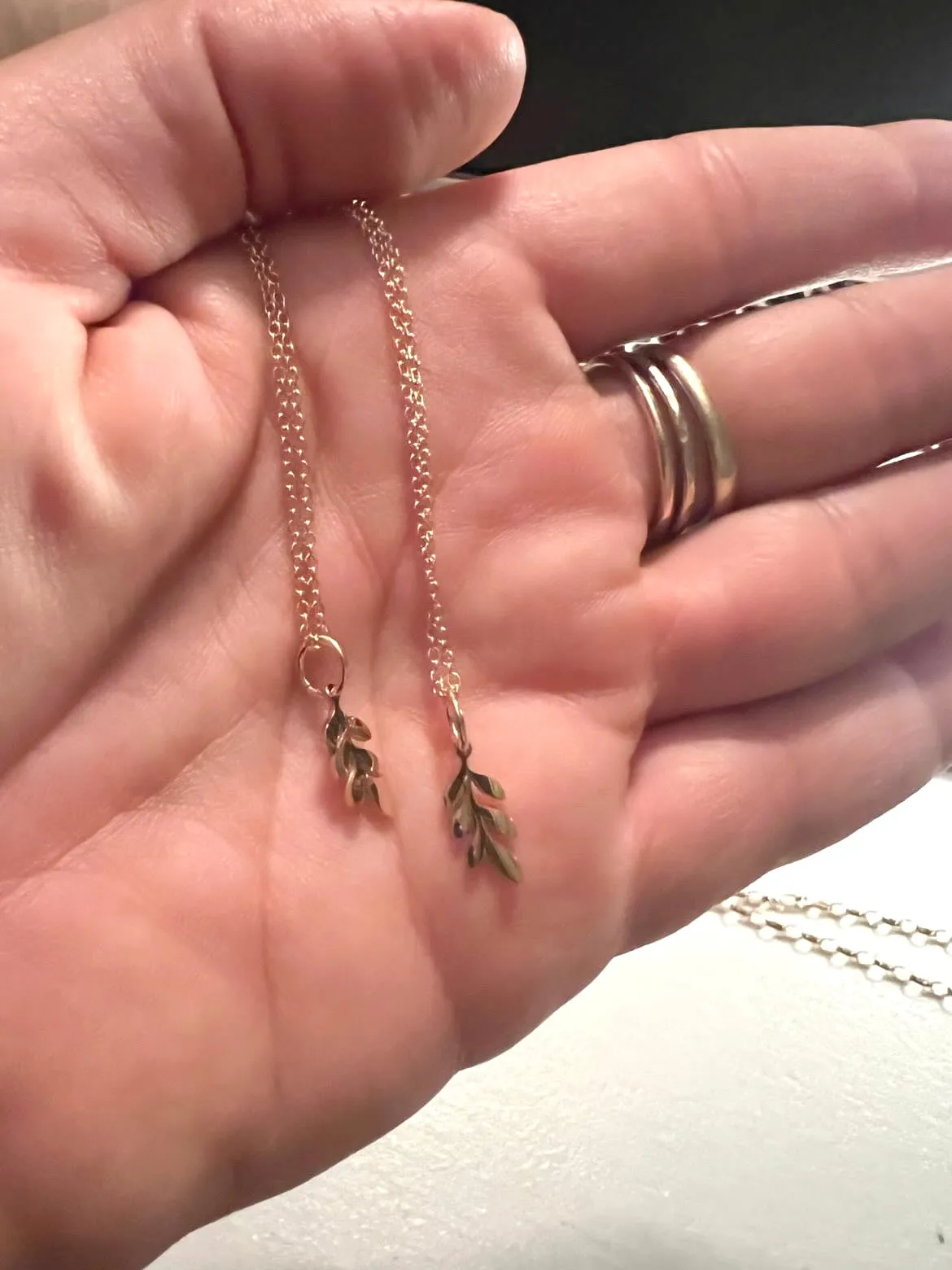Olive leaf charm necklace