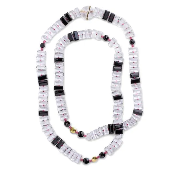 Onyx   Sapphire Piano Key Necklace