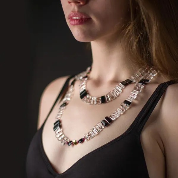 Onyx   Sapphire Piano Key Necklace