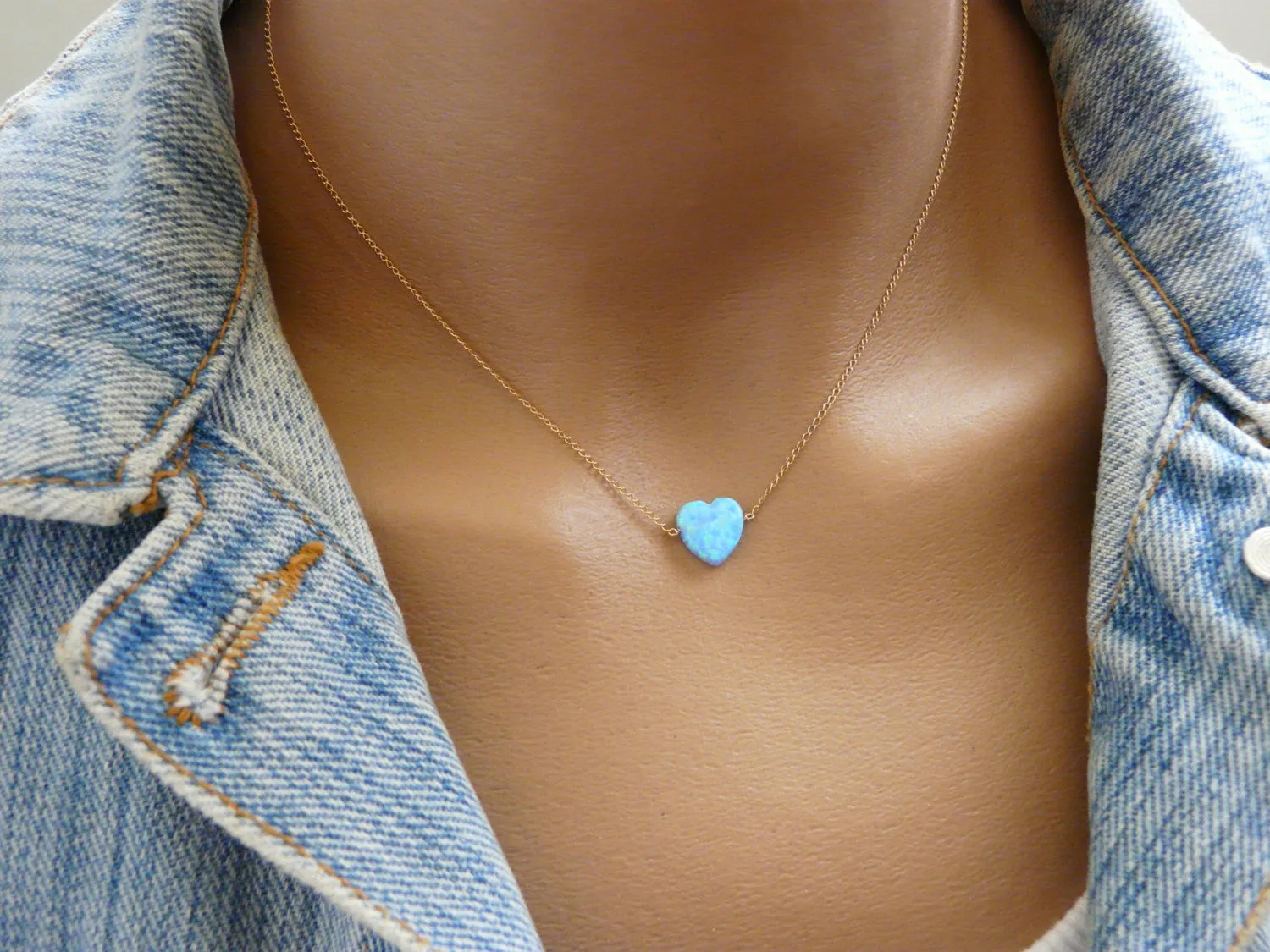 Opal Heart Necklace – Dainty & Charming Heart Pendant