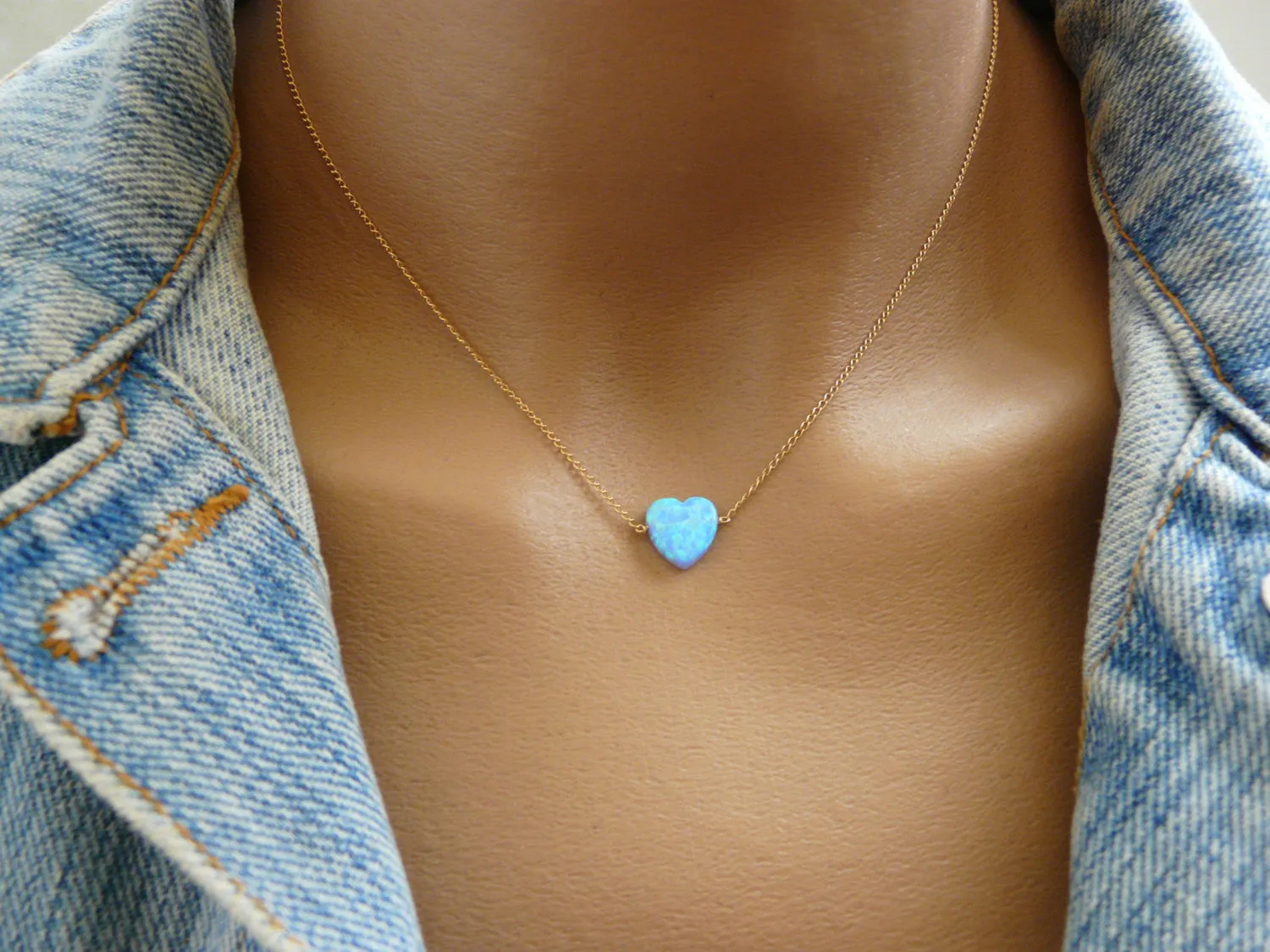 Opal Heart Necklace – Dainty & Charming Heart Pendant