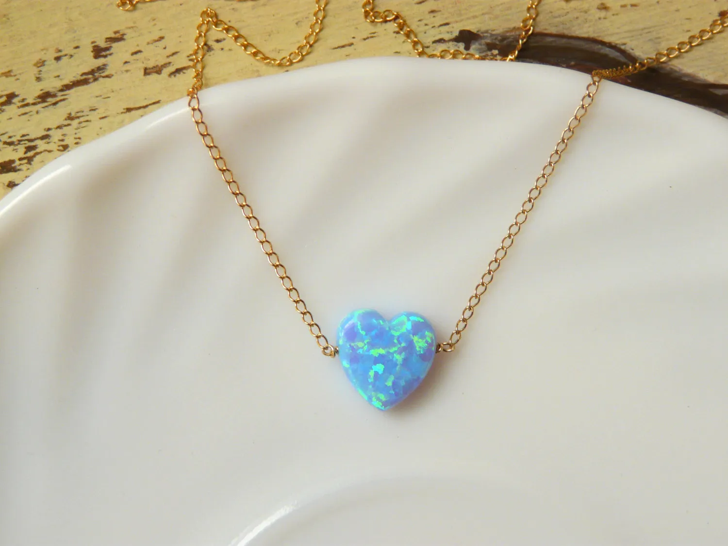 Opal Heart Necklace – Dainty & Charming Heart Pendant