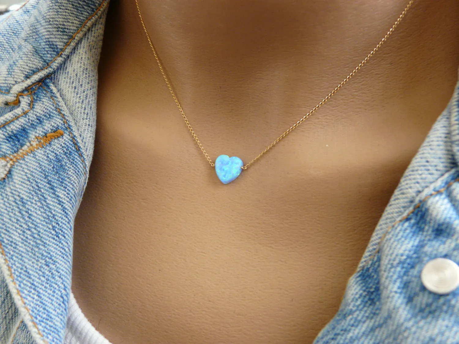Opal Heart Necklace – Dainty & Charming Heart Pendant