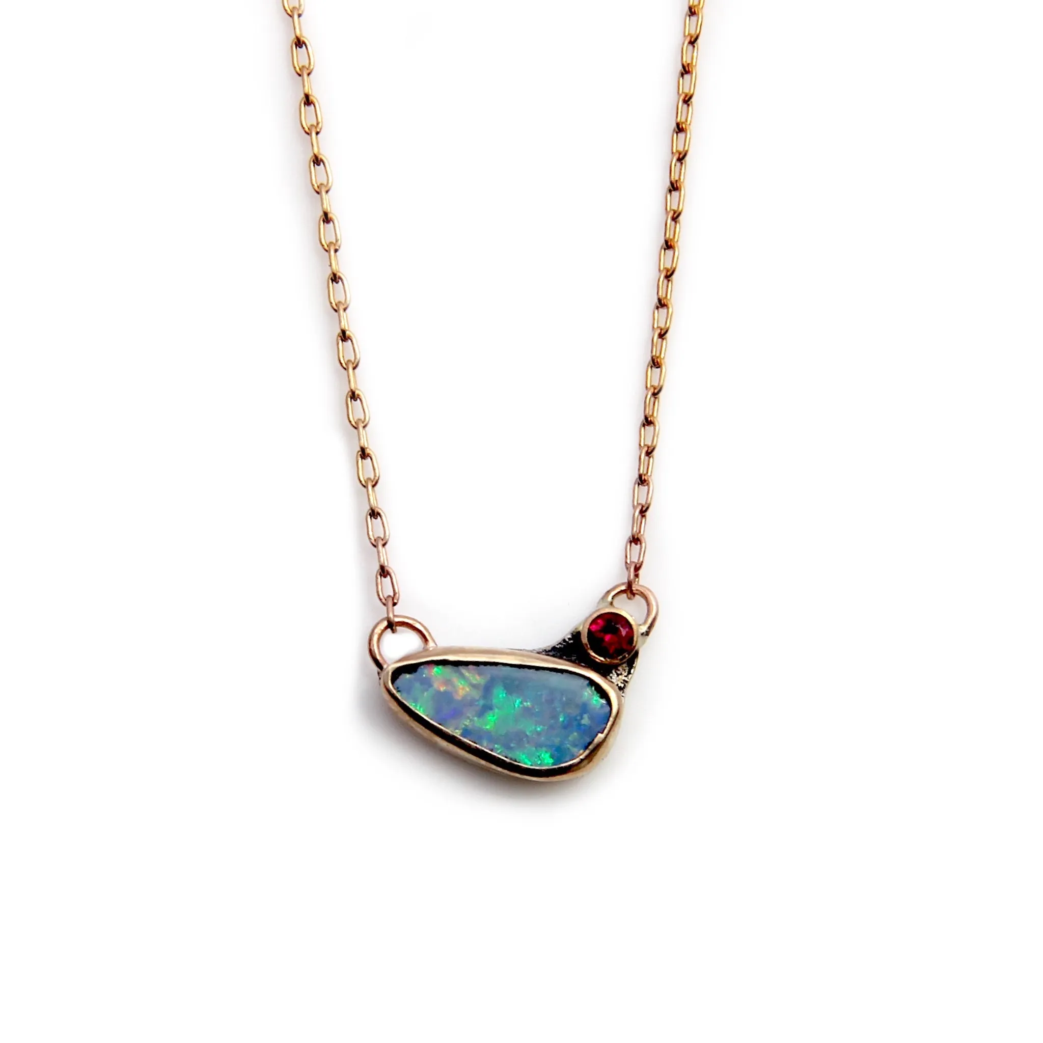 Opal   Red Sapphire necklace