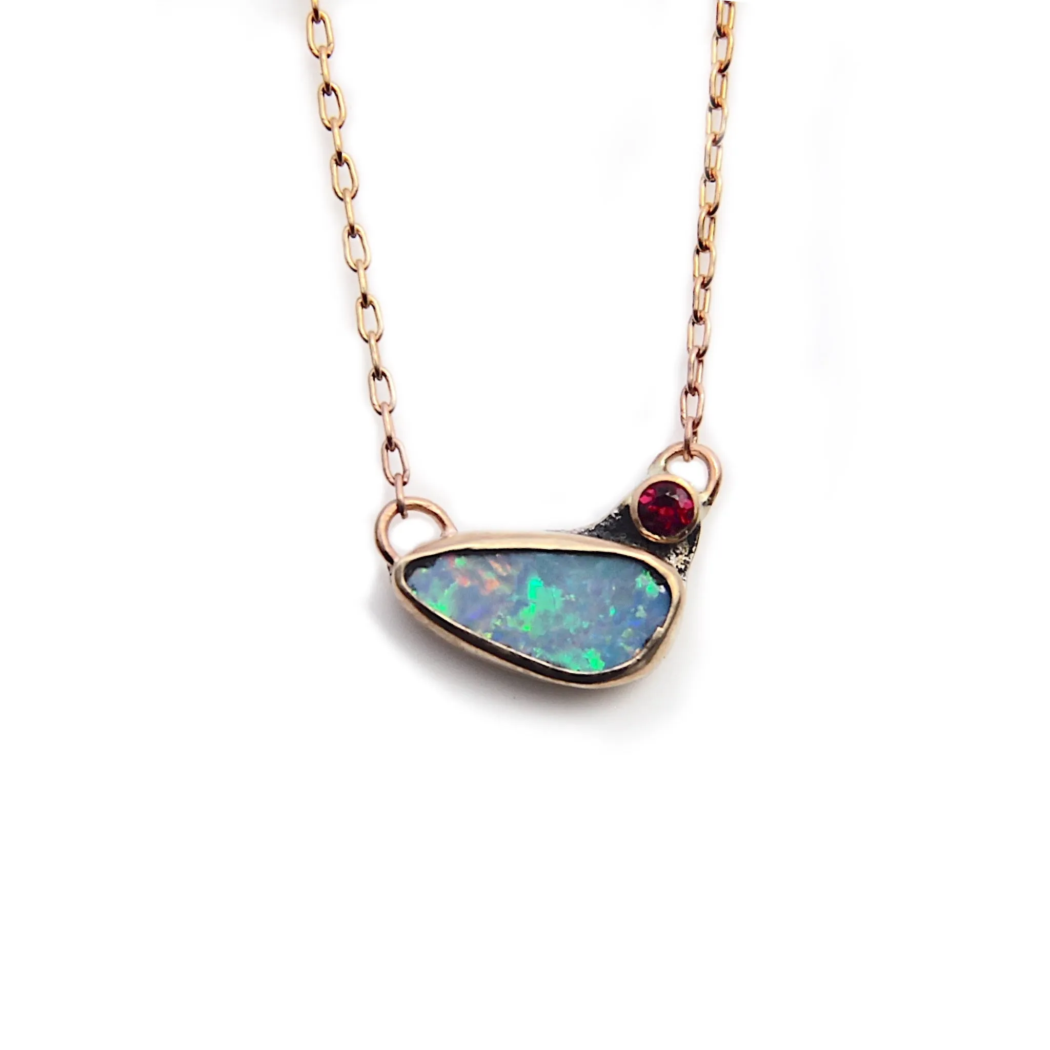 Opal   Red Sapphire necklace