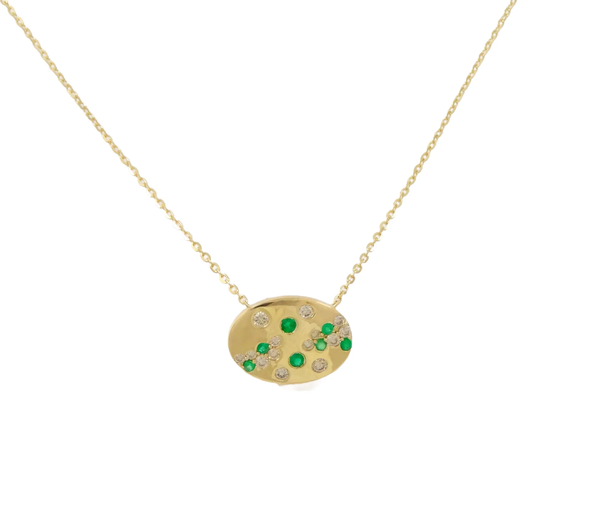Oval Pendant with Diamonds and Color Stone