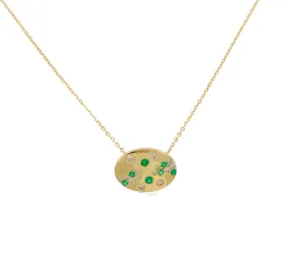 Oval Pendant with Diamonds and Color Stone