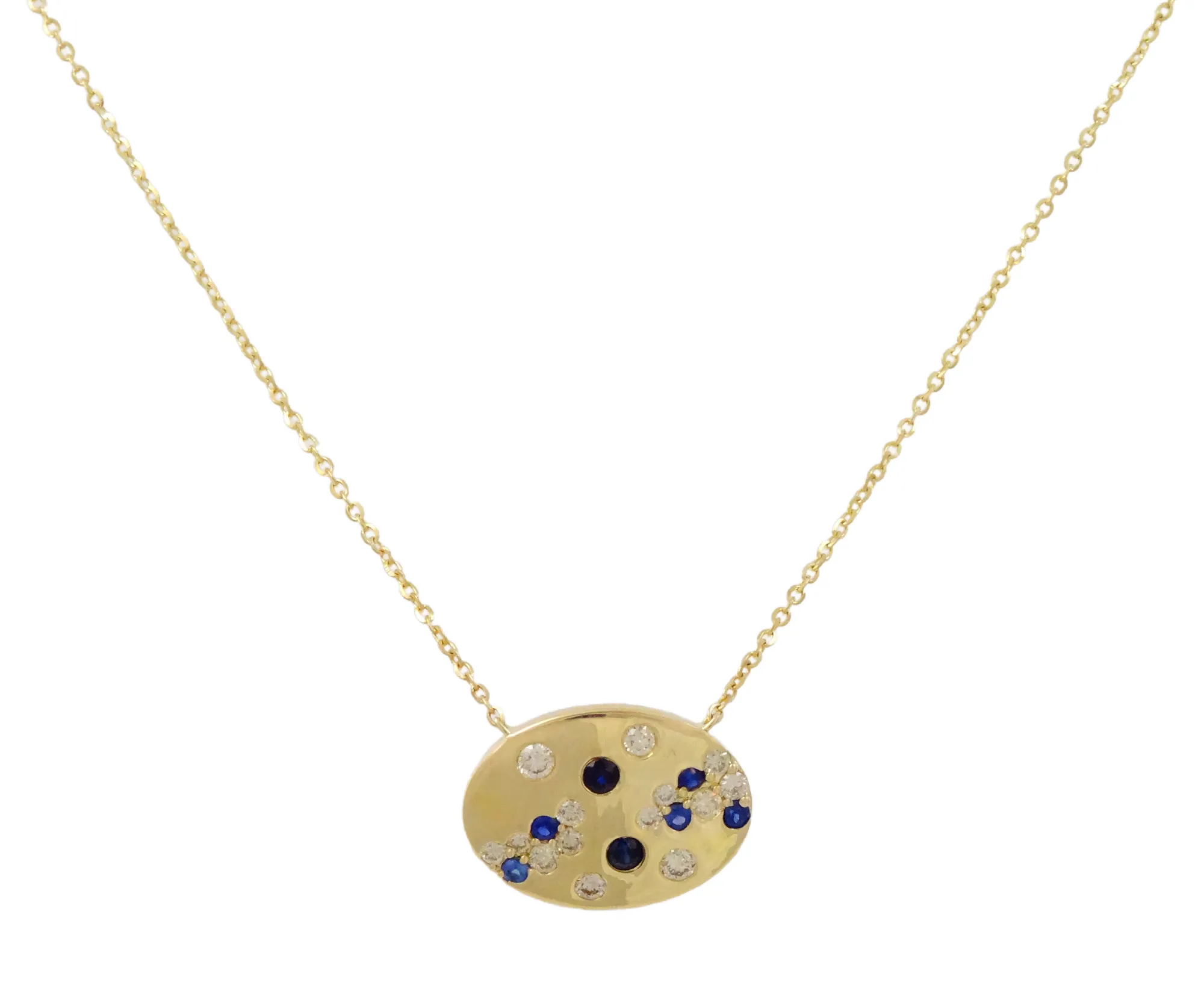 Oval Pendant with Diamonds and Color Stone