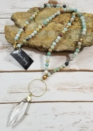 *P3 Deal* Amazonite Gemstone Necklace w/ Large Crystal Pendant