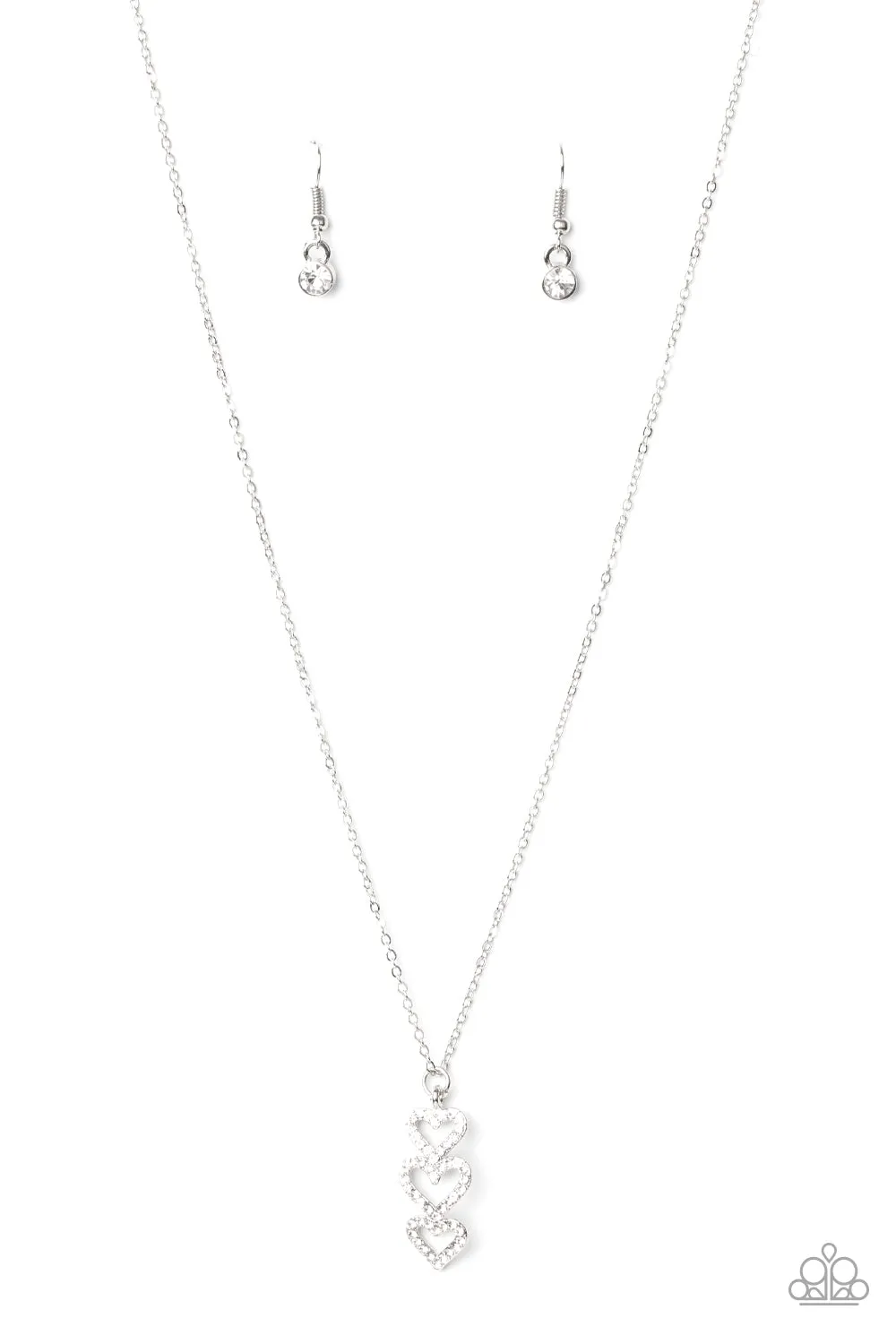 Paparazzi With All Your HEARTS - White Heart Necklace