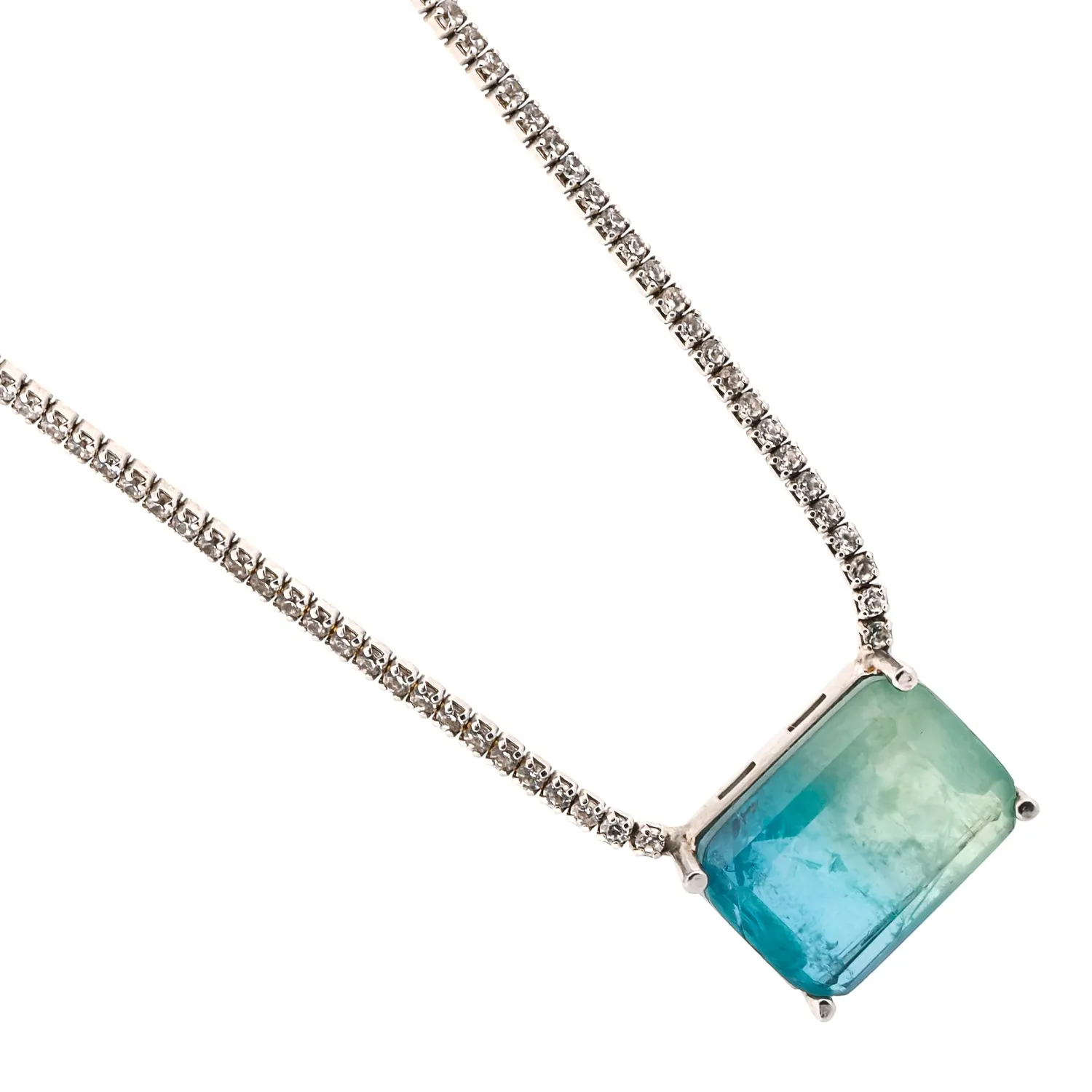 Paraiba Tourmaline Diamond Chain Happy Necklace