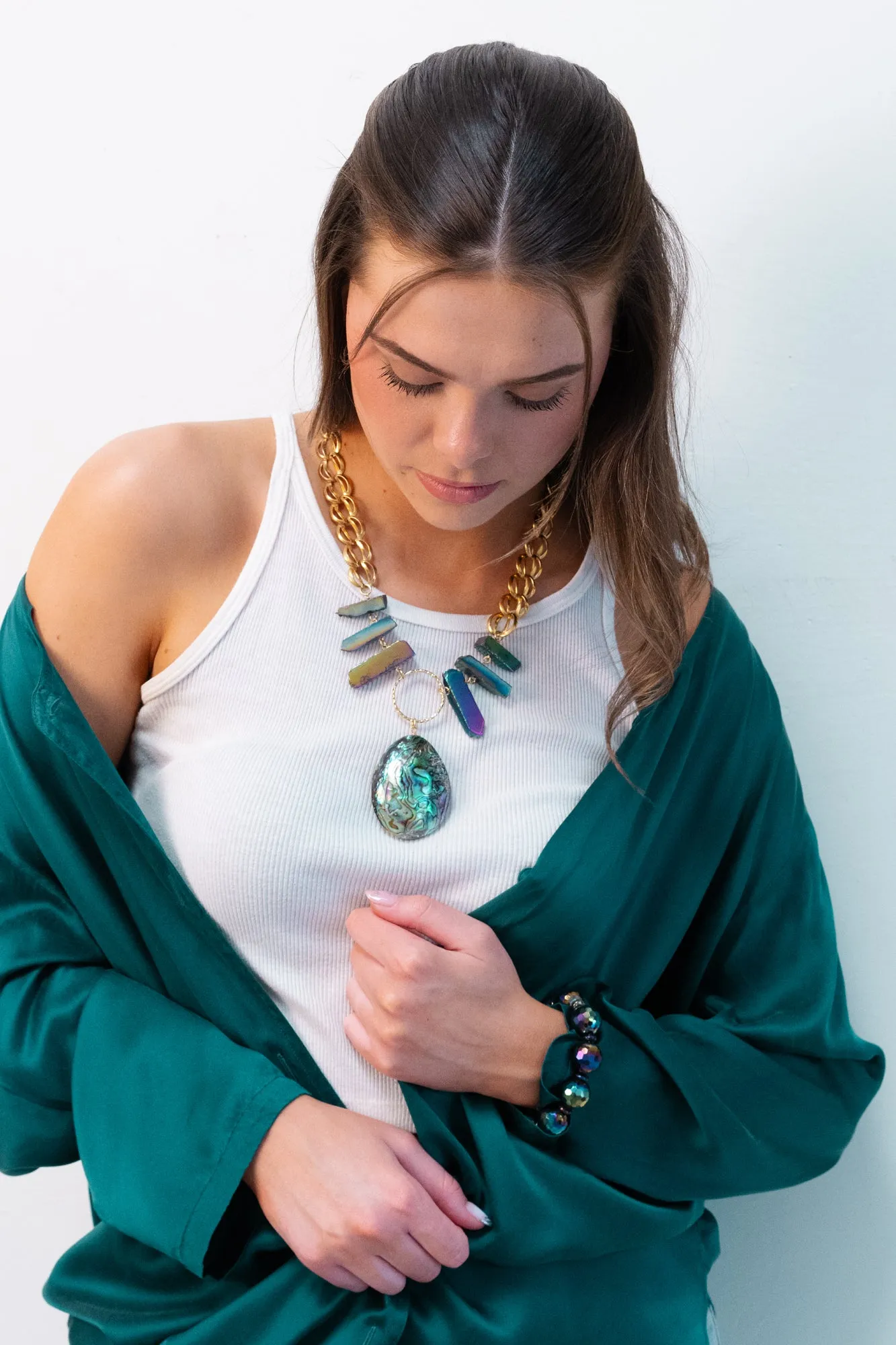 Paua teardrop necklace