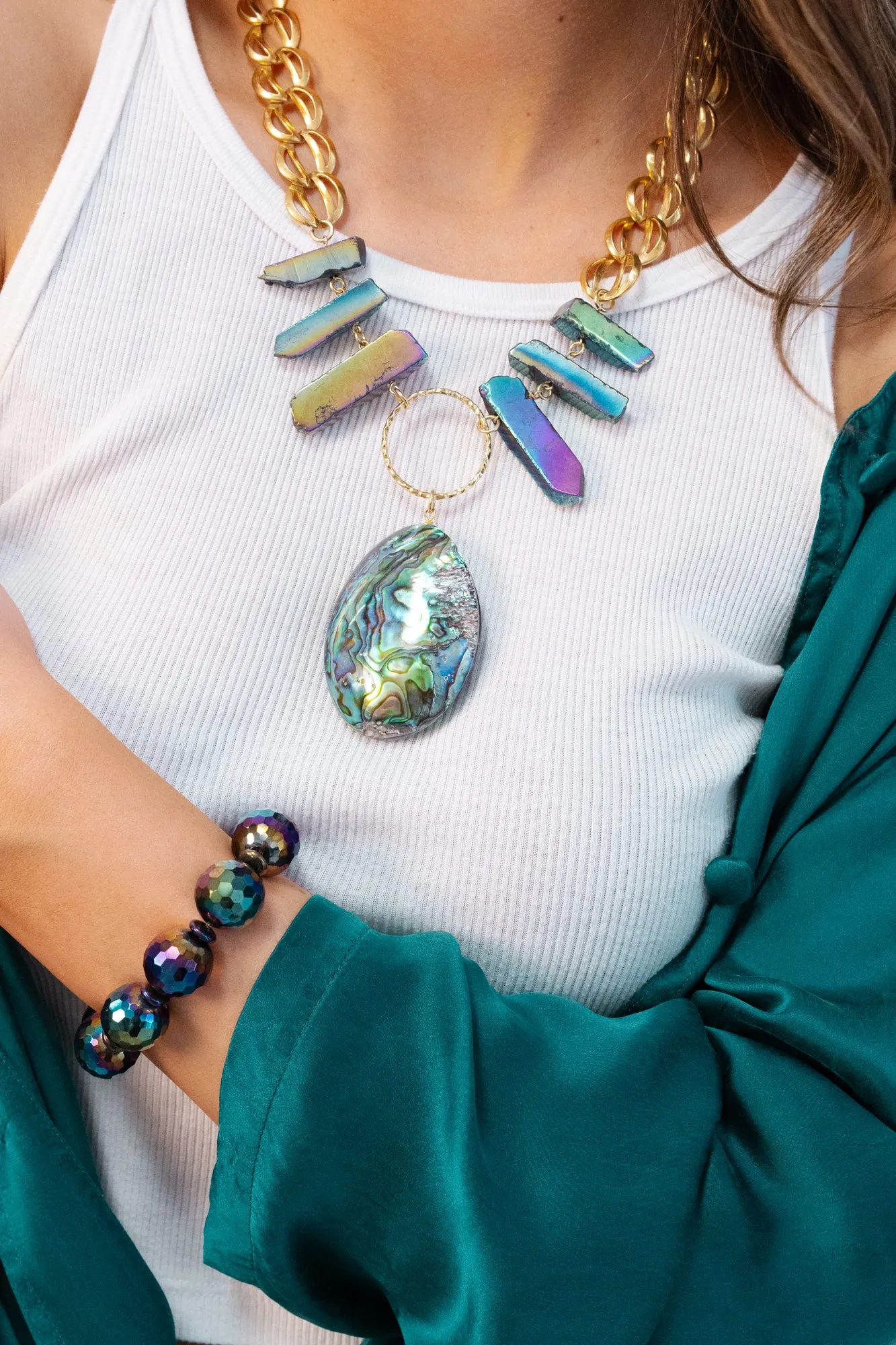 Paua teardrop necklace