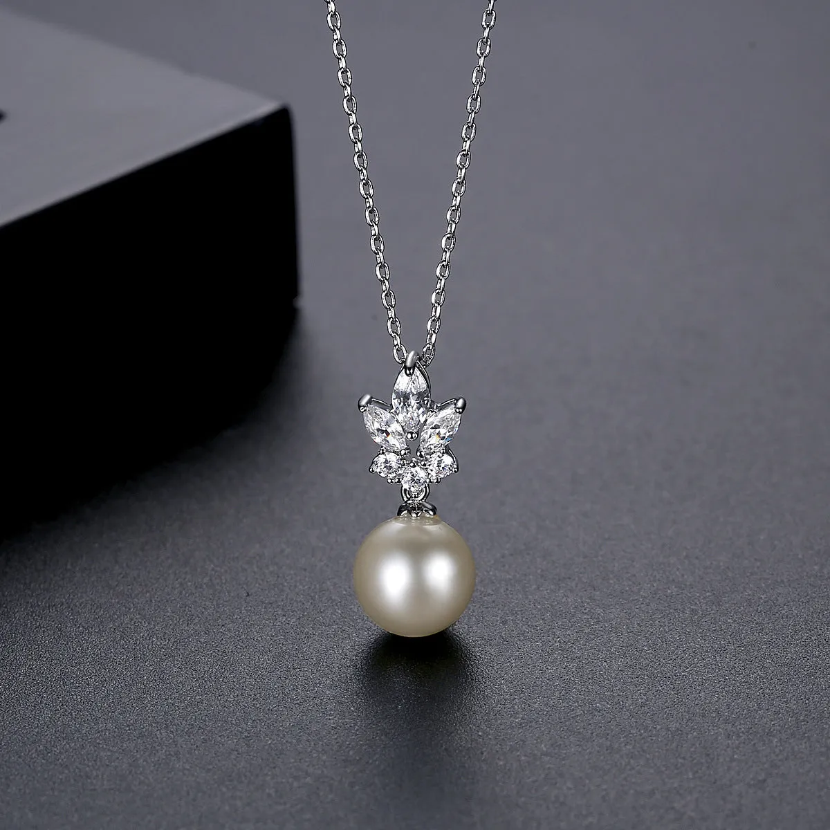 Pearl & Crystal Silver-Plated Pendant Necklace
