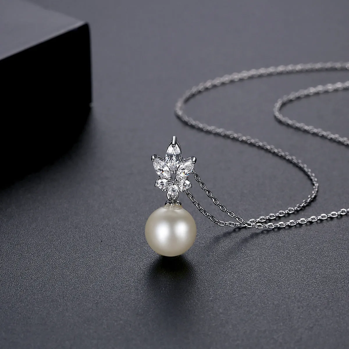 Pearl & Crystal Silver-Plated Pendant Necklace