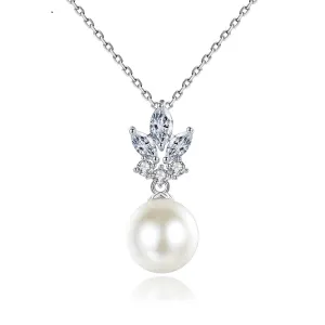 Pearl & Crystal Silver-Plated Pendant Necklace