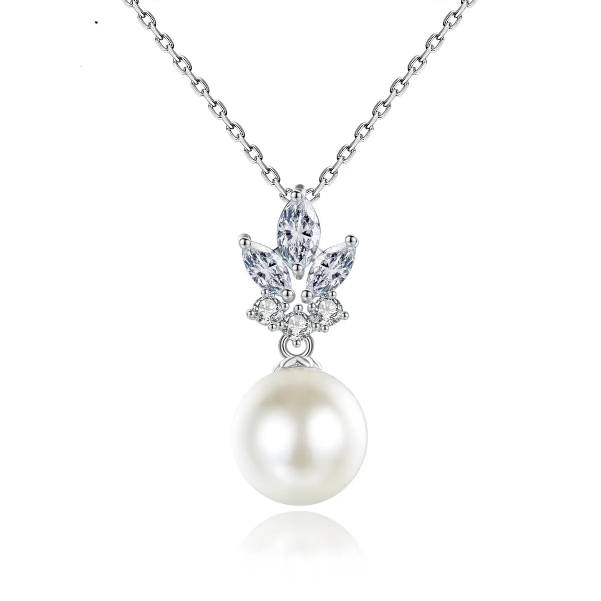 Pearl & Crystal Silver-Plated Pendant Necklace
