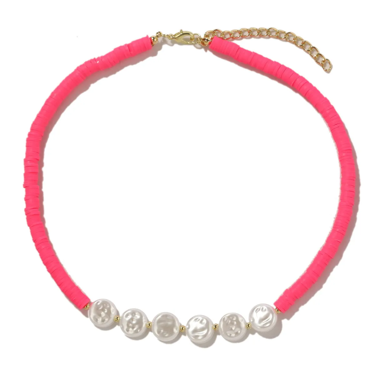 Pearl & Rose Polymer Clay 18K Gold-Plated Necklace