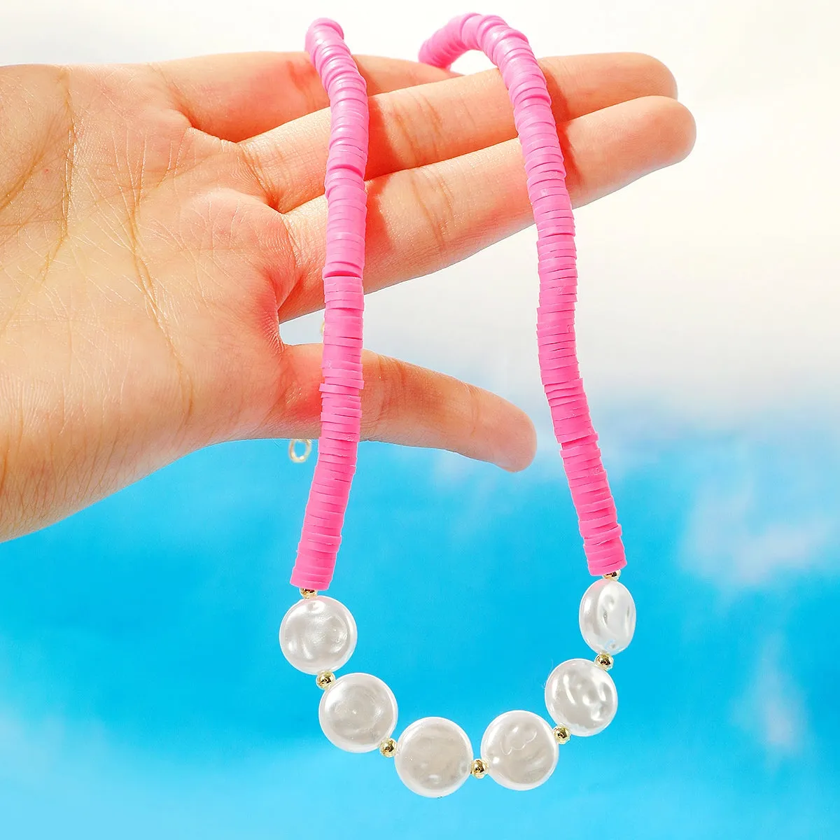 Pearl & Rose Polymer Clay 18K Gold-Plated Necklace