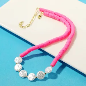 Pearl & Rose Polymer Clay 18K Gold-Plated Necklace