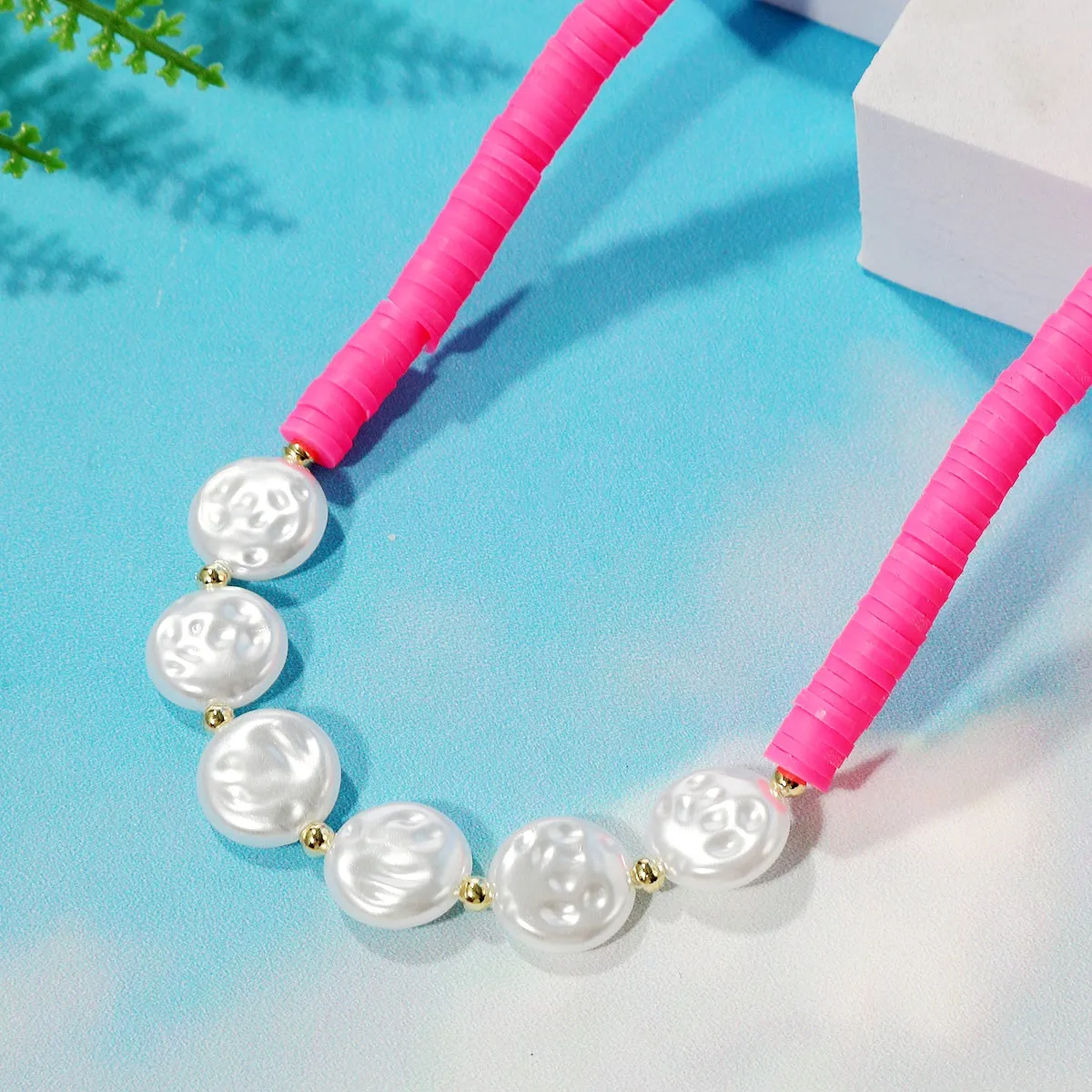 Pearl & Rose Polymer Clay 18K Gold-Plated Necklace