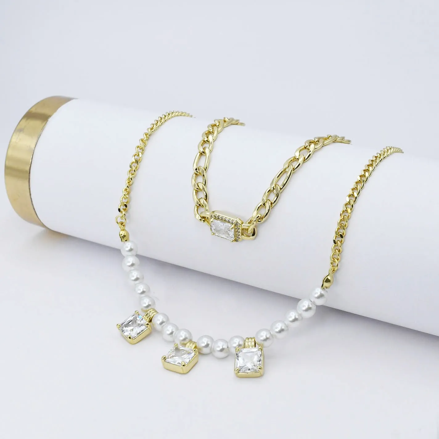 Pearl Link Layer Necklace