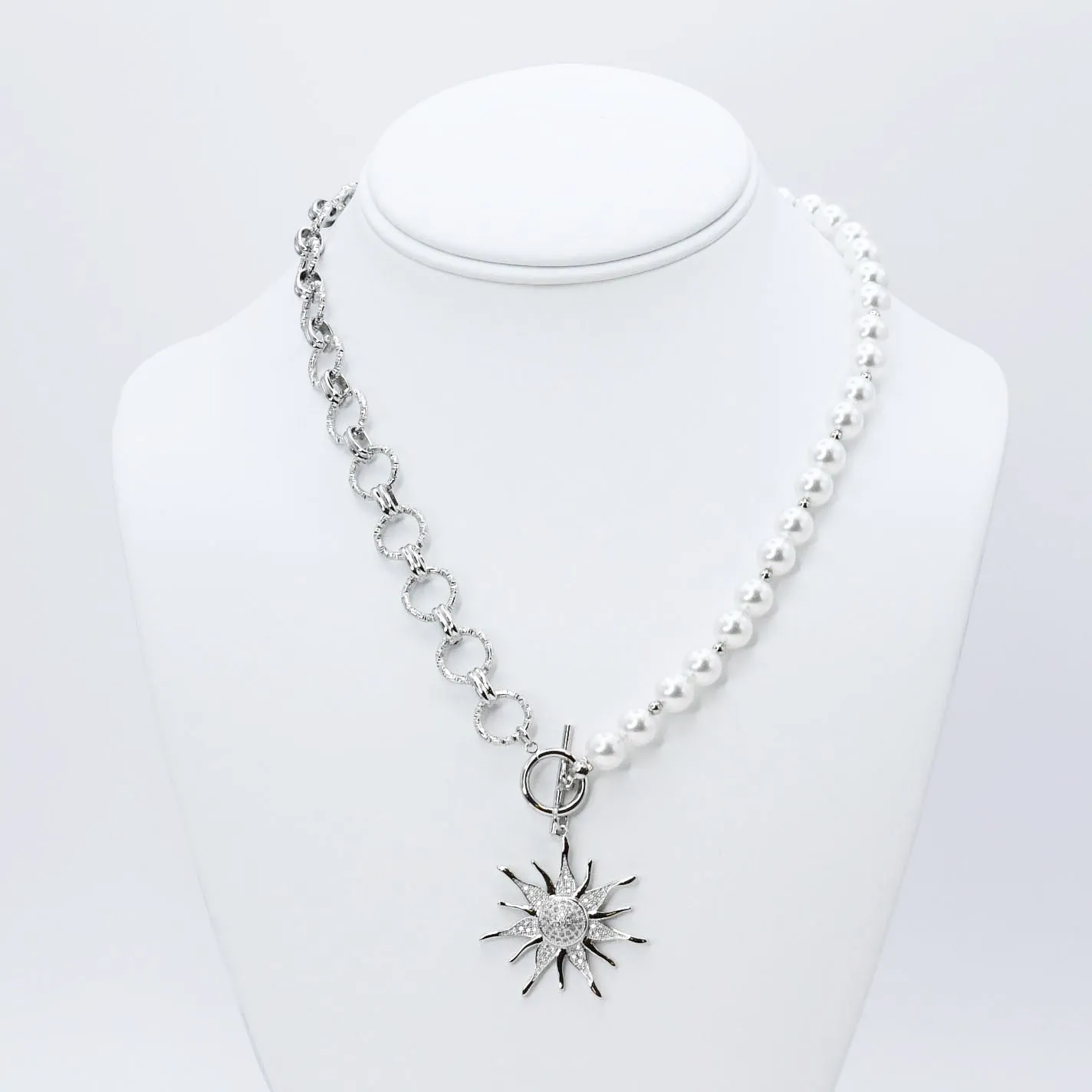 Pearl Sundrop Necklace Silver I-26