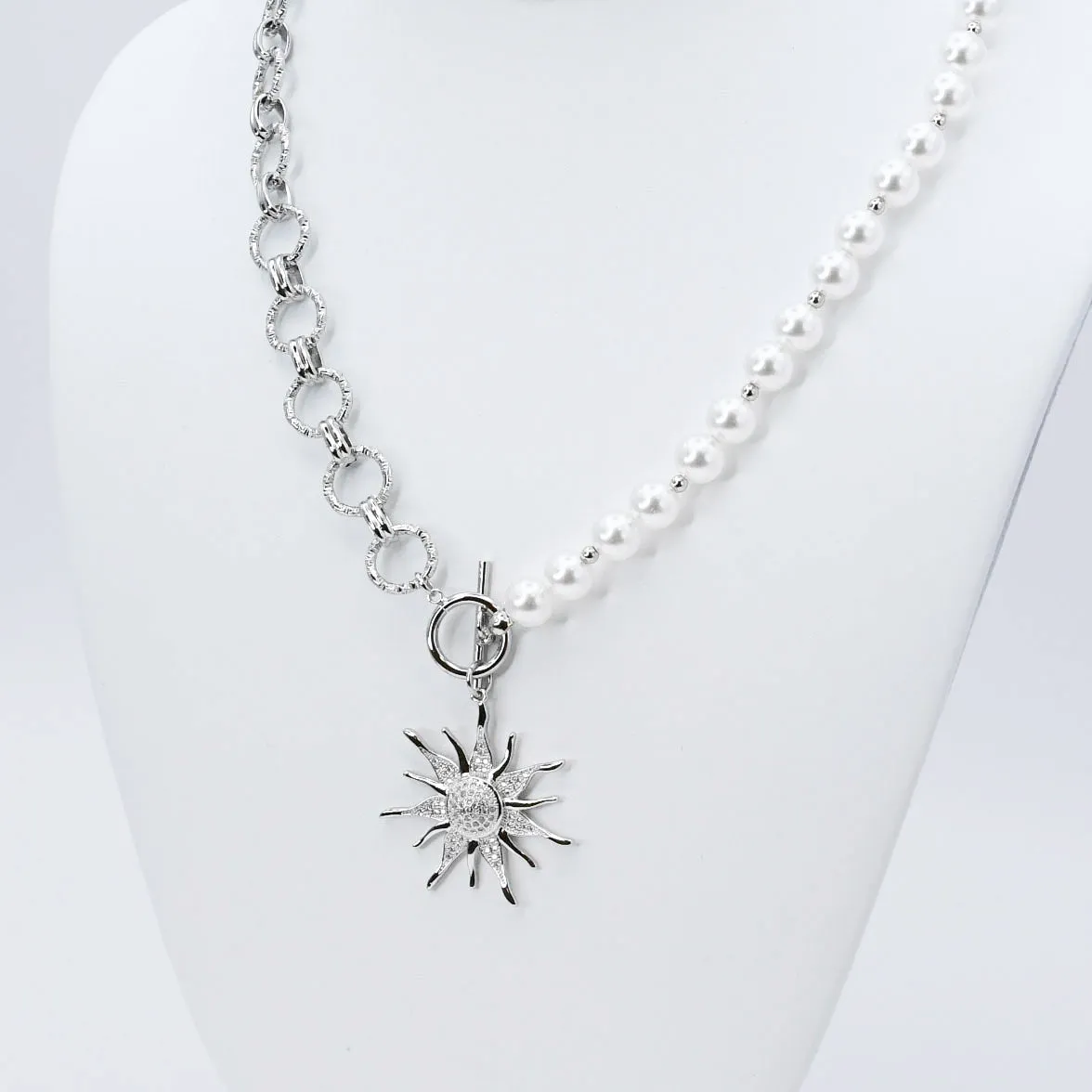 Pearl Sundrop Necklace Silver I-26