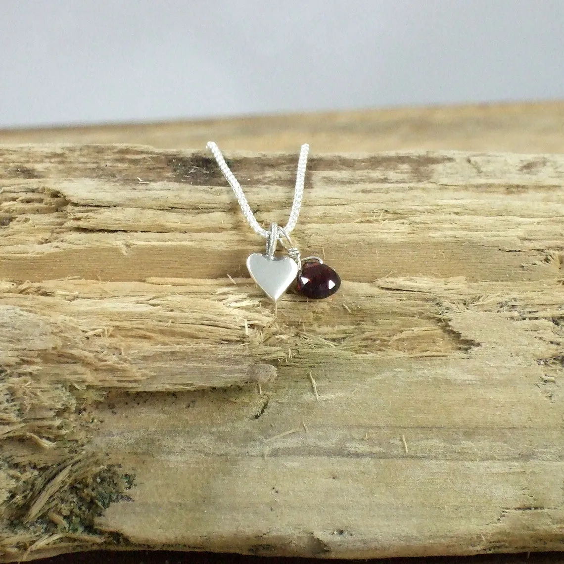 Pequeño Heart Necklace with Gemstone Charm