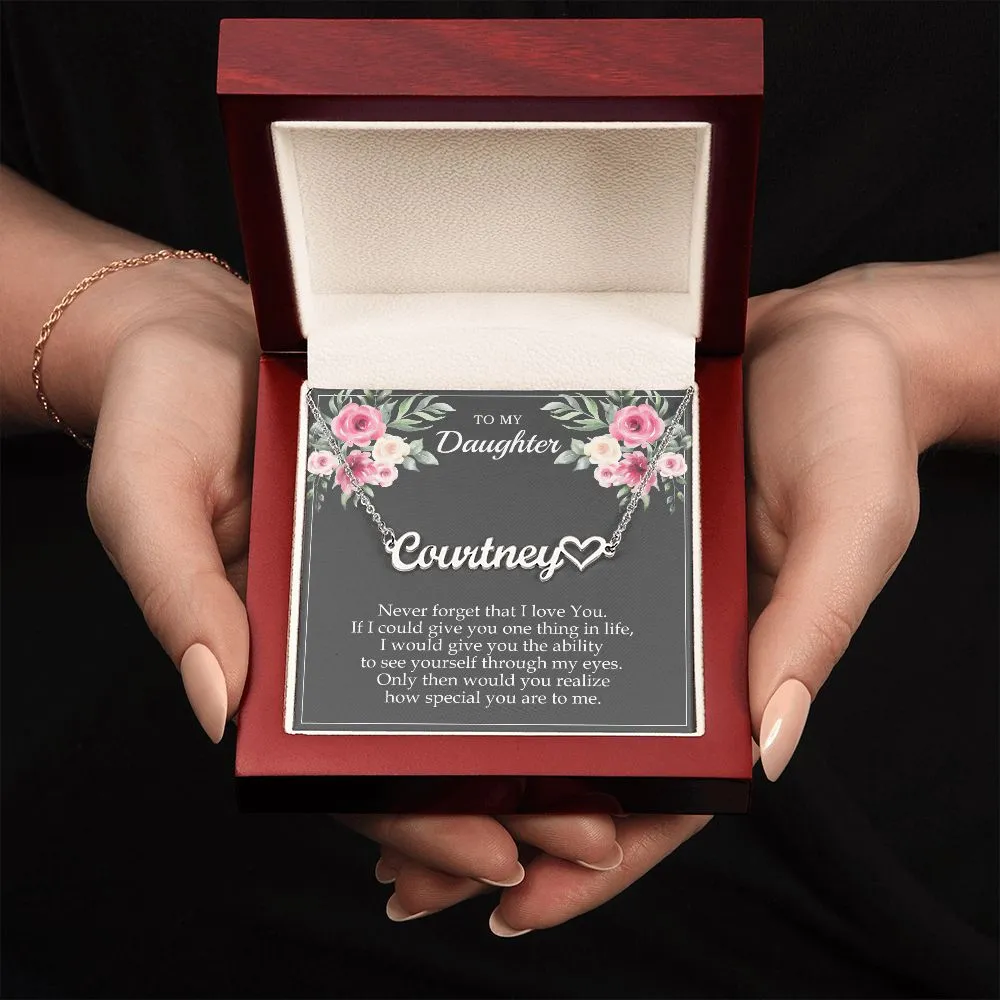 Personalized Script Name Necklace With Heart Gift for Daughter Gray6