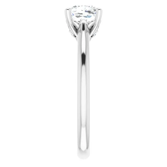 Petal Cushion Diamond Solitaire Engagement Ring