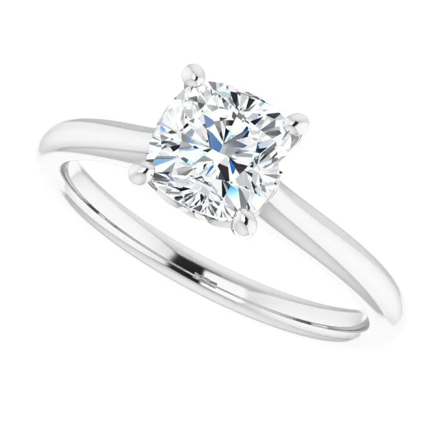 Petal Cushion Diamond Solitaire Engagement Ring