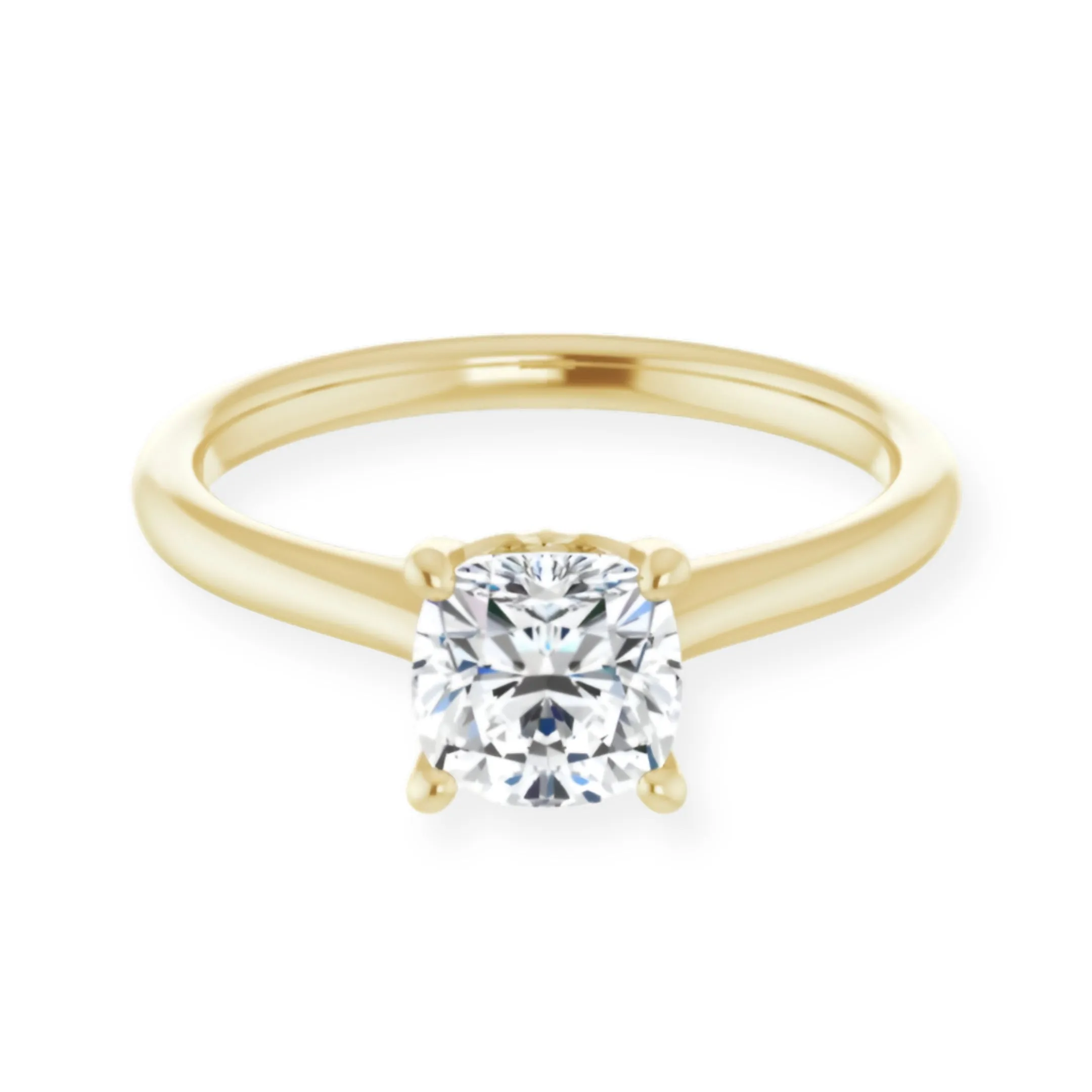 Petal Cushion Diamond Solitaire Engagement Ring