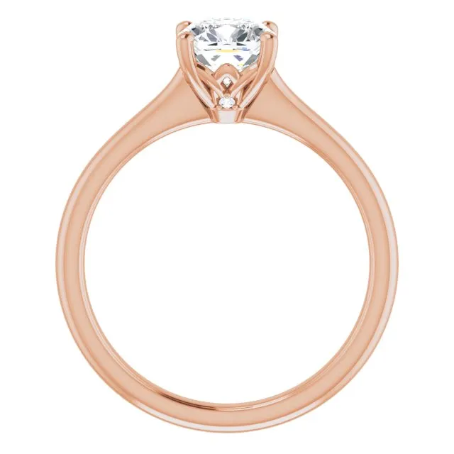 Petal Cushion Diamond Solitaire Engagement Ring