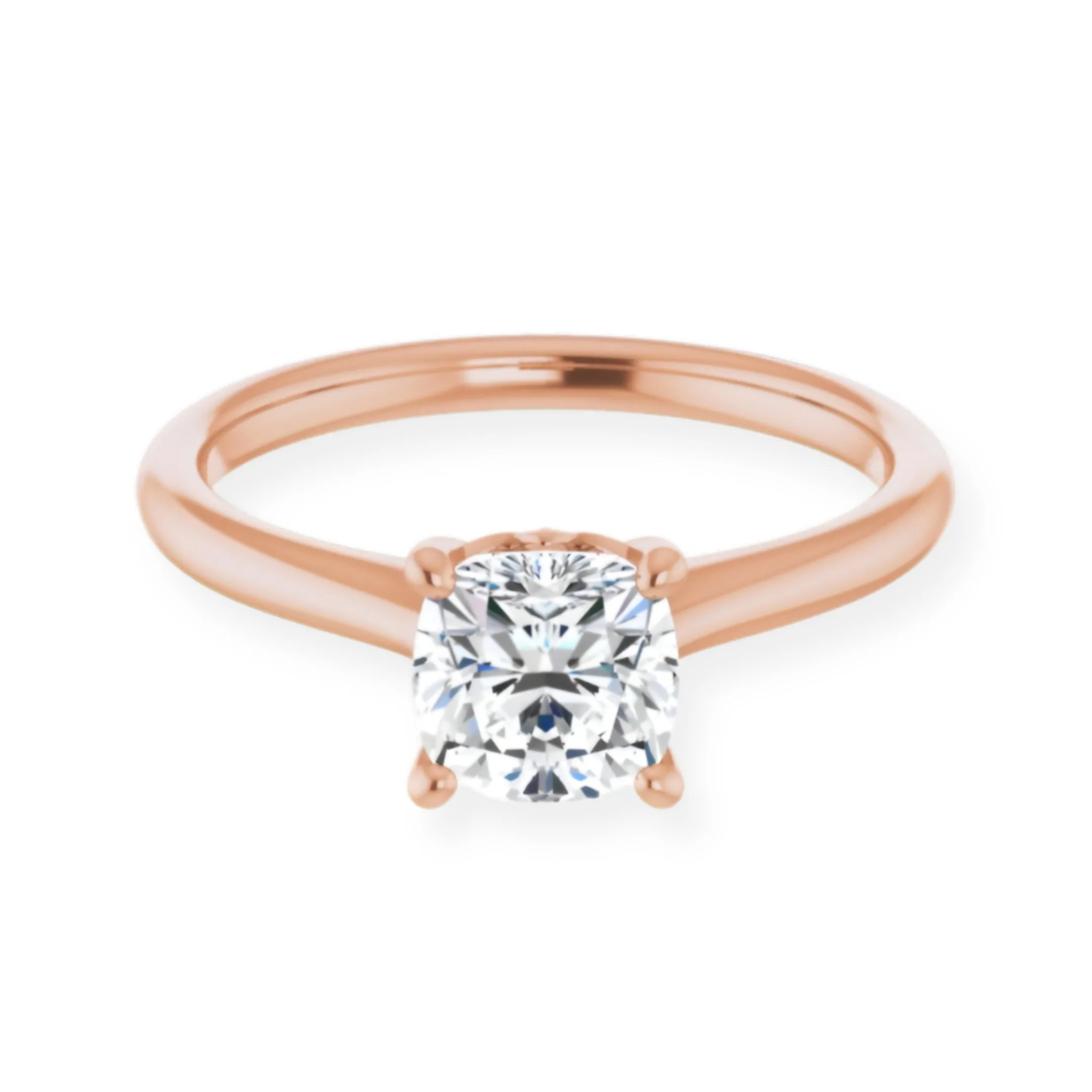 Petal Cushion Diamond Solitaire Engagement Ring