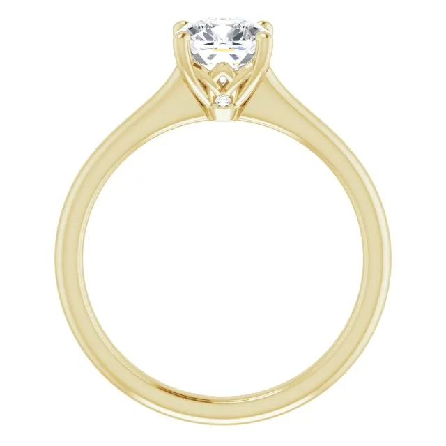 Petal Cushion Diamond Solitaire Engagement Ring