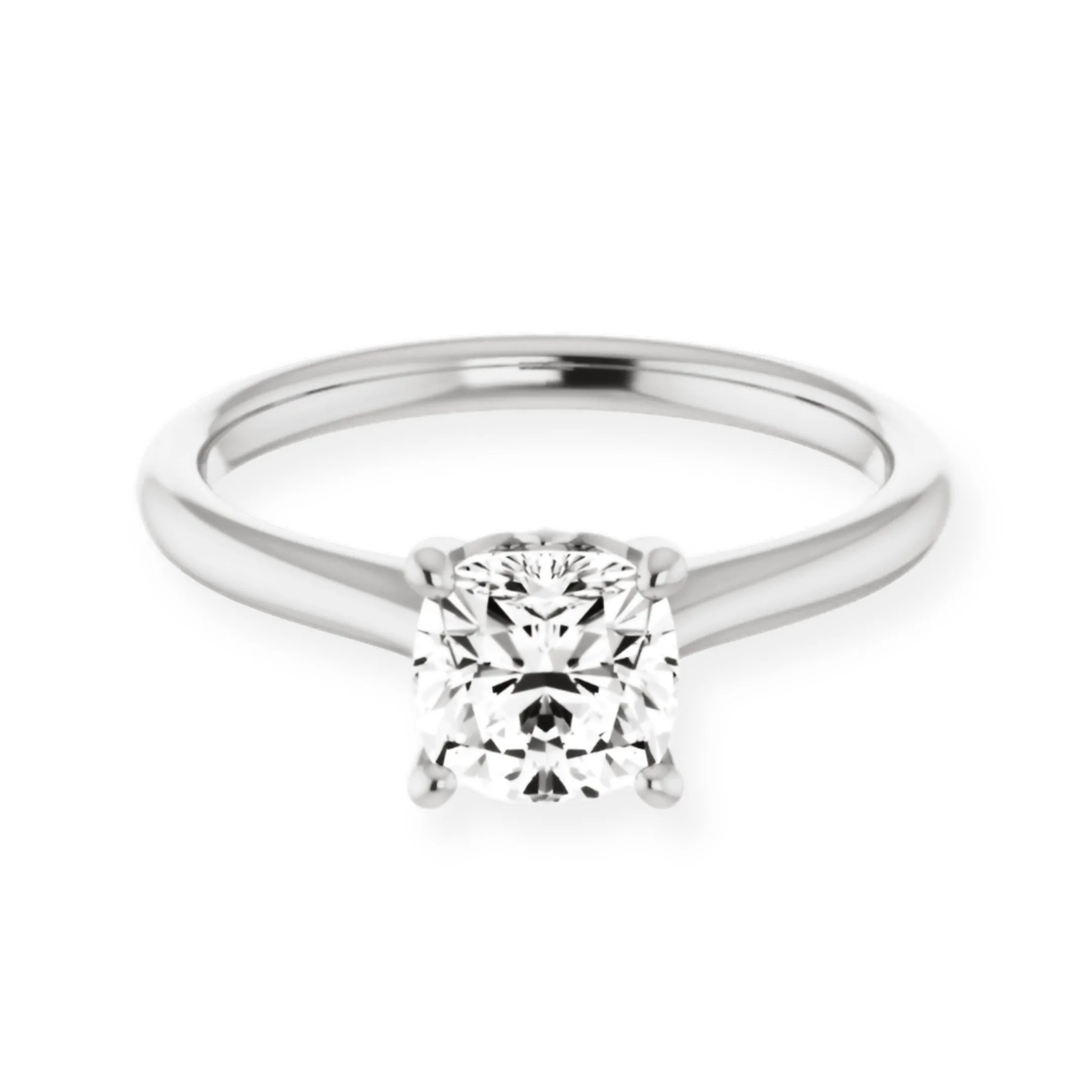 Petal Cushion Diamond Solitaire Engagement Ring